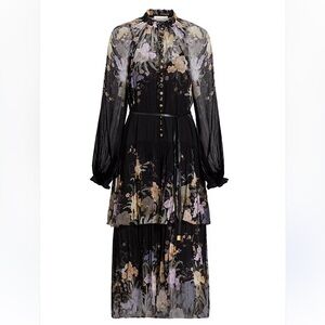 Zimmermann Black Floral Long Sleeve Dress